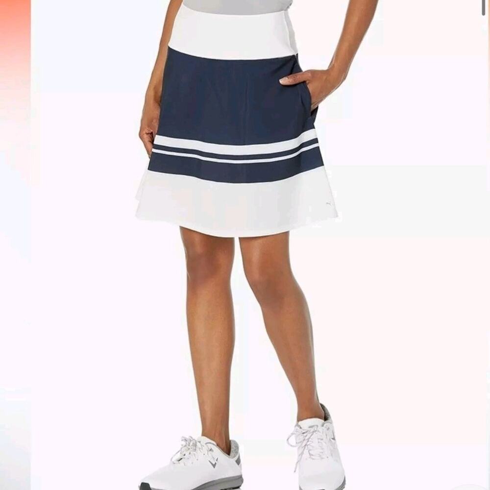 NWT Puma PWRSHAPE Golf Skort Colorblock White Navy Size L Performance Athletic